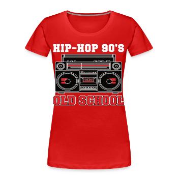 Vinyle DJ Hip-Hop des années 90 Old School - T-shirt bio Premium Femme - rouge - Devant - Mia (176cm)