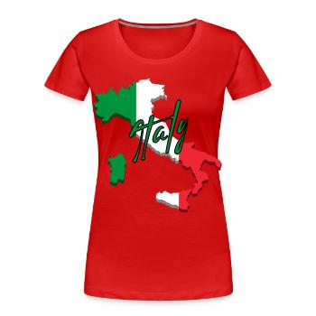 Map with Italy flag, I love Italy - Women's Premium Organic T-Shirt - red - Front - Mia (176cm)