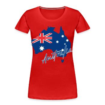 Map with the flag of Australia, I love Australia - Women's Premium Organic T-Shirt - red - Front - Mia (176cm)