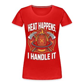 Fire Lieutenant Heat Happens Fire Rescue Officer - Women's Premium Organic T-Shirt - red - Front - Mia (176cm)