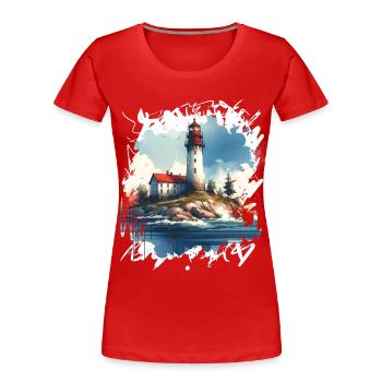 lighthouse - Women's Premium Organic T-Shirt - red - Front - Mia (176cm)