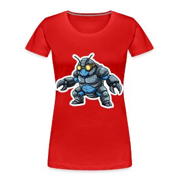 Guerrier_Bionique_Steampunk_Armure_Acier_Bleu - Frauen Premium Bio T-Shirt - Rot - Vorne - Mia (176cm)