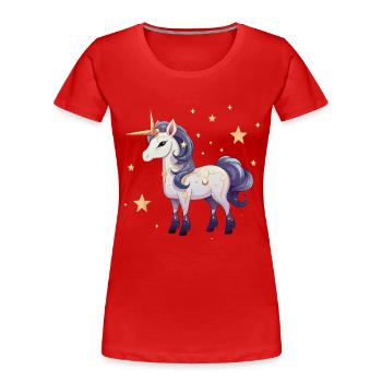 Magischer Sternenunicorn - Frauen Premium Bio T-Shirt - Rot - Vorne - Mia (176cm)