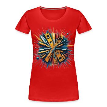 Maçon de construction Maçon Outils d’art Impression d’art - T-shirt bio Premium Femme - rouge - Devant - Mia (176cm)