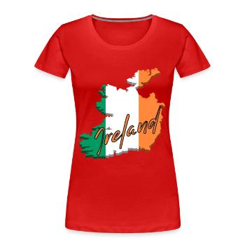 Carte avec le drapeau de l’Irlande, j’adore l’Irlande - T-shirt bio Premium Femme - rouge - Devant - Mia (176cm)