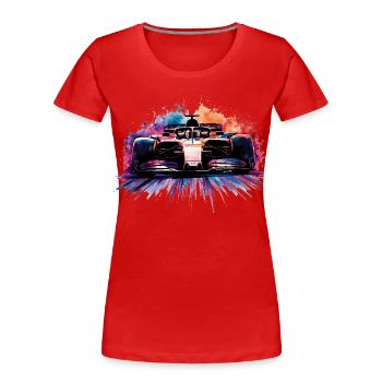 F1 Formula  One Racing Car Painting Print - T-shirt bio Premium Femme - rouge - Devant - Mia (176cm)