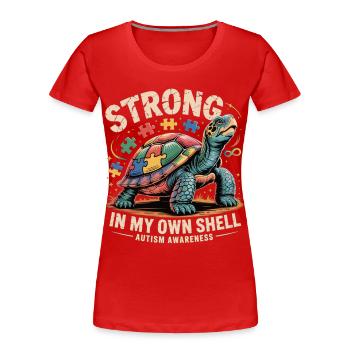 Motif de puzzle tortue de la chemise autiste - T-shirt bio Premium Femme - rouge - Devant - Mia (176cm)