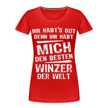 Winzer - Frauen Premium Bio T-Shirt - Rot - Vorne - Mia (176cm)