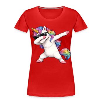 Dabbing Einhorn - Frauen Premium Bio T-Shirt - Rot - Vorne - Mia (176cm)