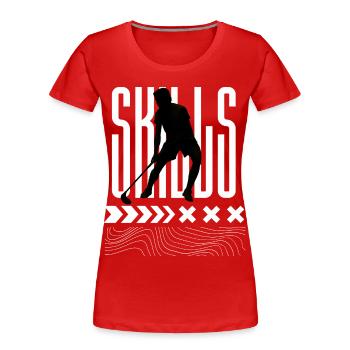 Skills  Floorball  - Frauen Premium Bio T-Shirt - Rot - Vorne - Mia (176cm)