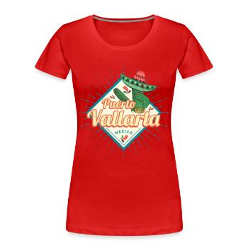 Puerto Vallarta Jalisco in Mexiko Vintage Souvenir - Frauen Premium Bio T-Shirt - Rot - Vorne - Mia (176cm)