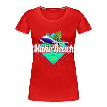 St. Maarten Airplane Caribbean Vintage Souvenir - Women's Premium Organic T-Shirt - red - Front - Mia (176cm)