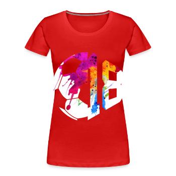 NON. 18 FOOTBALLEUR NUMÉRO 18 FOOTBALL 18E ANNIVERSAIRE - T-shirt bio Premium Femme - rouge - Devant - Mia (176cm)