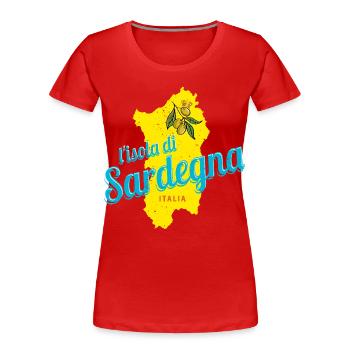 Sardinien Olive Italien Insel Vintage Souvenir - Frauen Premium Bio T-Shirt - Rot - Vorne - Mia (176cm)