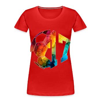 NO. 17 FOOTBALLER NUMBER 17 FOOTBALL 17TH BIRTHDAY - Women's Premium Organic T-Shirt - red - Front - Mia (176cm)