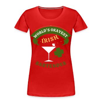 Irischer Barkeeper – der okayste irische Barkeeper - Frauen Premium Bio T-Shirt - Rot - Vorne - Mia (176cm)