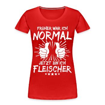 Fleischer - Frauen Premium Bio T-Shirt - Rot - Vorne - Mia (176cm)