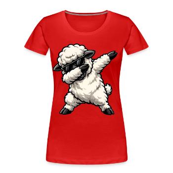 Dabbing Schaf - Frauen Premium Bio T-Shirt - Rot - Vorne - Mia (176cm)