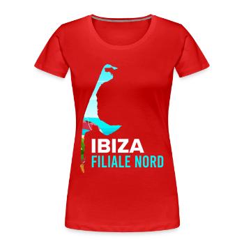 Nordsee Urlaub IBIZA FILIALE NORD Lustiges - Frauen Premium Bio T-Shirt - Rot - Vorne - Mia (176cm)