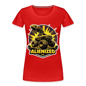 Monster Truck Aliéné - T-shirt bio Premium Femme - rouge - Devant - Mia (176cm)