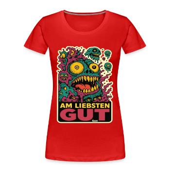 Monster Gesicht Am Liebsten Gut - Frauen Premium Bio T-Shirt - Rot - Vorne - Mia (176cm)