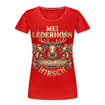 Trachtenshirt Herren Trachten T-Shirt Lederhose - Frauen Premium Bio T-Shirt - Rot - Vorne - Mia (176cm)