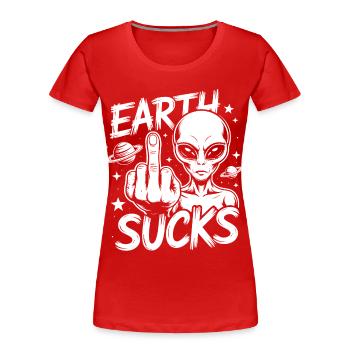 Doigt Puant Extraterrestre - T-shirt bio Premium Femme - rouge - Devant - Mia (176cm)