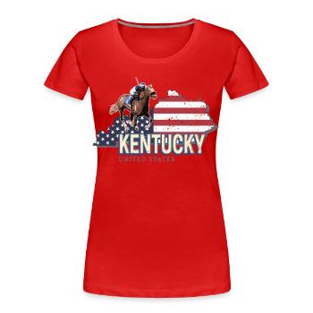 Kentucky United States Map USA Souvenir - Women's Premium Organic T-Shirt - red - Front - Mia (176cm)