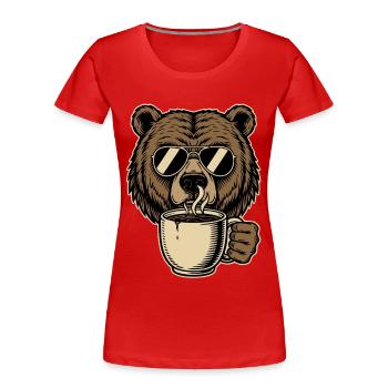 Bearly Awake Coffee Bear - Women's Premium Organic T-Shirt - red - Front - Mia (176cm)
