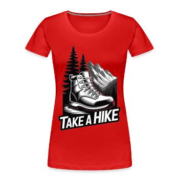 Wandern Outfit Take A Hike Bergsteiger Outdoor - Frauen Premium Bio T-Shirt - Rot - Vorne - Mia (176cm)