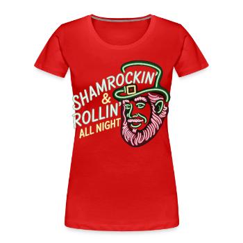 T-shirt du parti d’Irlande La Saint-Patrick - T-shirt bio Premium Femme - rouge - Devant - Mia (176cm)