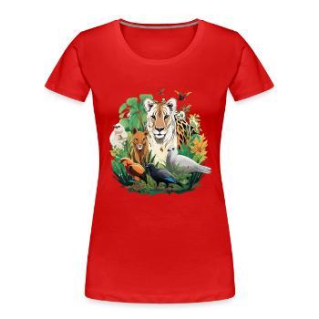 Jungle Animal Magic: Tiger in the Rainforest - Women's Premium Organic T-Shirt - red - Front - Mia (176cm)