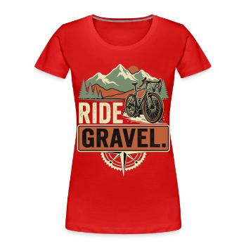 Vélo de gravier Vélo de montagne Bikepacking - T-shirt bio Premium Femme - rouge - Devant - Mia (176cm)