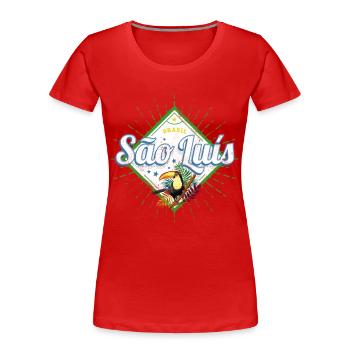 São Luís Maranhão Brasilien Retro Tukan Souvenir - Frauen Premium Bio T-Shirt - Rot - Vorne - Mia (176cm)