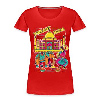 Taj Mahal de l’Inde vibrante - T-shirt bio Premium Femme - rouge - Devant - Mia (176cm)