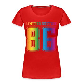 Millésime 1986 - T-shirt bio Premium Femme - rouge - Devant - Mia (176cm)