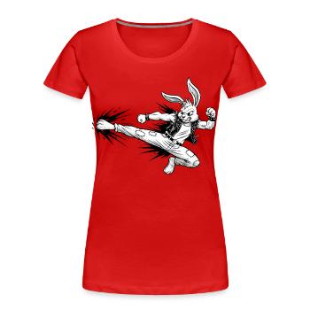 Heavy Metal Osterhase Rocker Ostern Hardcore Hase - Frauen Premium Bio T-Shirt - Rot - Vorne - Mia (176cm)