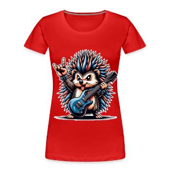 E Gitarre Igel Gitarrist Rock N Roll - Frauen Premium Bio T-Shirt - Rot - Vorne - Mia (176cm)