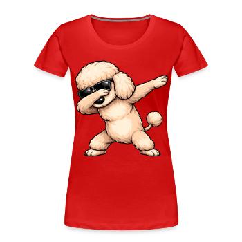 Caniche en train de dobber - T-shirt bio Premium Femme - rouge - Devant - Mia (176cm)