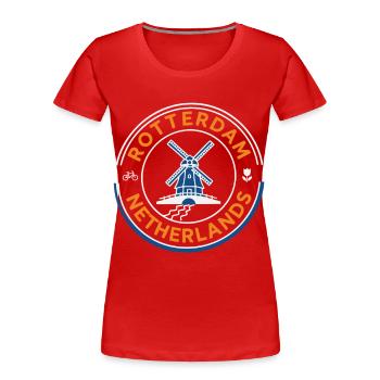 Rotterdam Netherlands Windmühle Holland - Frauen Premium Bio T-Shirt - Rot - Vorne - Mia (176cm)