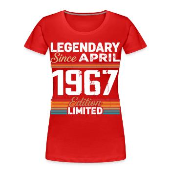 Cadeau Anniversaire Avril 1967 Rétro Avril 1967 - T-shirt bio Premium Femme - rouge - Devant - Mia (176cm)