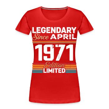 Cadeau Anniversaire Avril 1971 Rétro Avril 1971 - T-shirt bio Premium Femme - rouge - Devant - Mia (176cm)