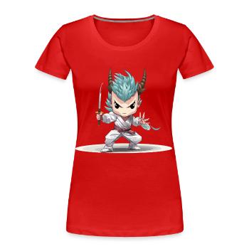 Chibi Krieger mit Katana - Frauen Premium Bio T-Shirt - Rot - Vorne - Mia (176cm)