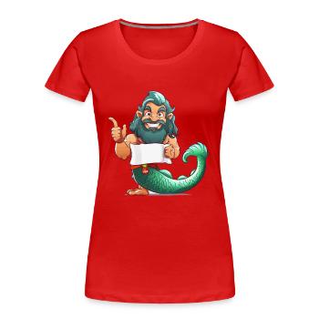 Sea hero with beard and fin - Women's Premium Organic T-Shirt - red - Front - Mia (176cm)
