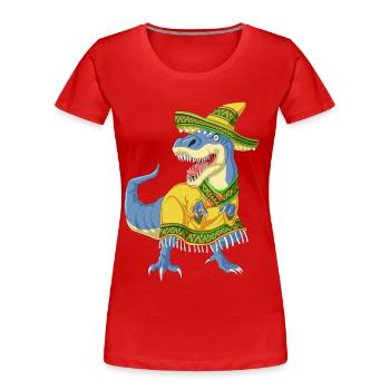 T-shirt Dinosaur Cinco Fiesta - T-shirt bio Premium Femme - rouge - Devant - Mia (176cm)