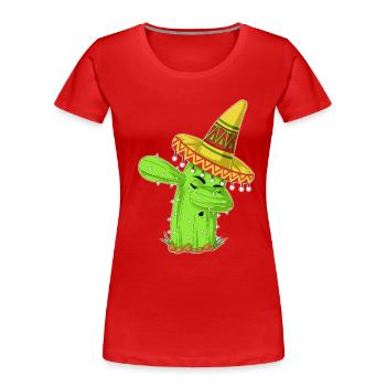 Dabbing Cactus Mexican Shirt - Women's Premium Organic T-Shirt - red - Front - Mia (176cm)