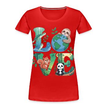 Nature Love Shirt Panda Sloth Turtle - Women's Premium Organic T-Shirt - red - Front - Mia (176cm)