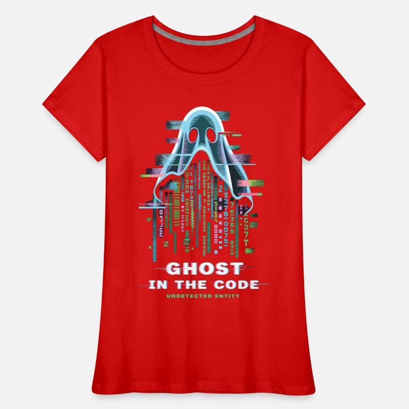 Ghost in the Code T-Shirt Hacker Geist Glitch Frauen Premium Bio T-Shirt