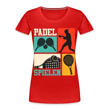 Padel Sport PLAY PADEL Lustiges - Frauen Premium Bio T-Shirt - Rot - Vorne - Mia (176cm)