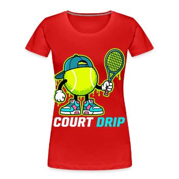 Dessin animé sur Court Tennis - T-shirt bio Premium Femme - rouge - Devant - Mia (176cm)